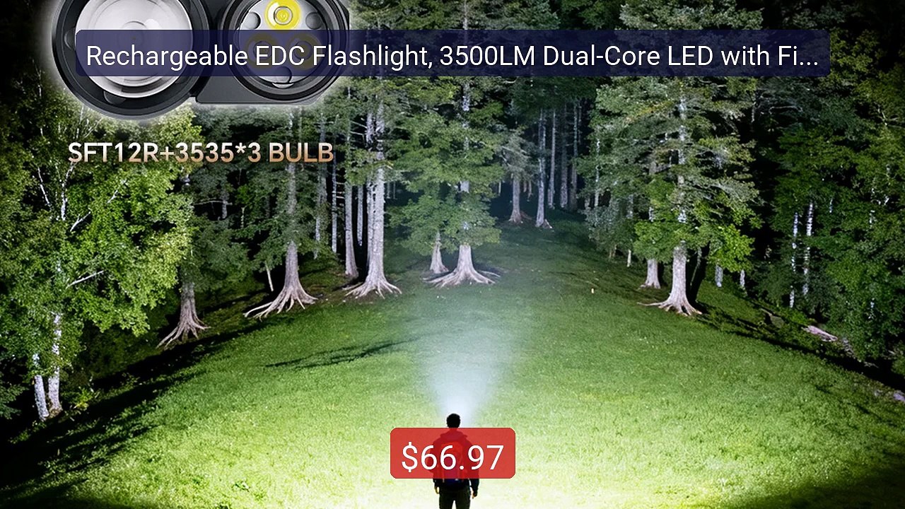 Rechargeable EDC Flashlight, 3500LM Dual-Core LED with Fixe... -- Top Pick 2026 | Unbeatable Price!