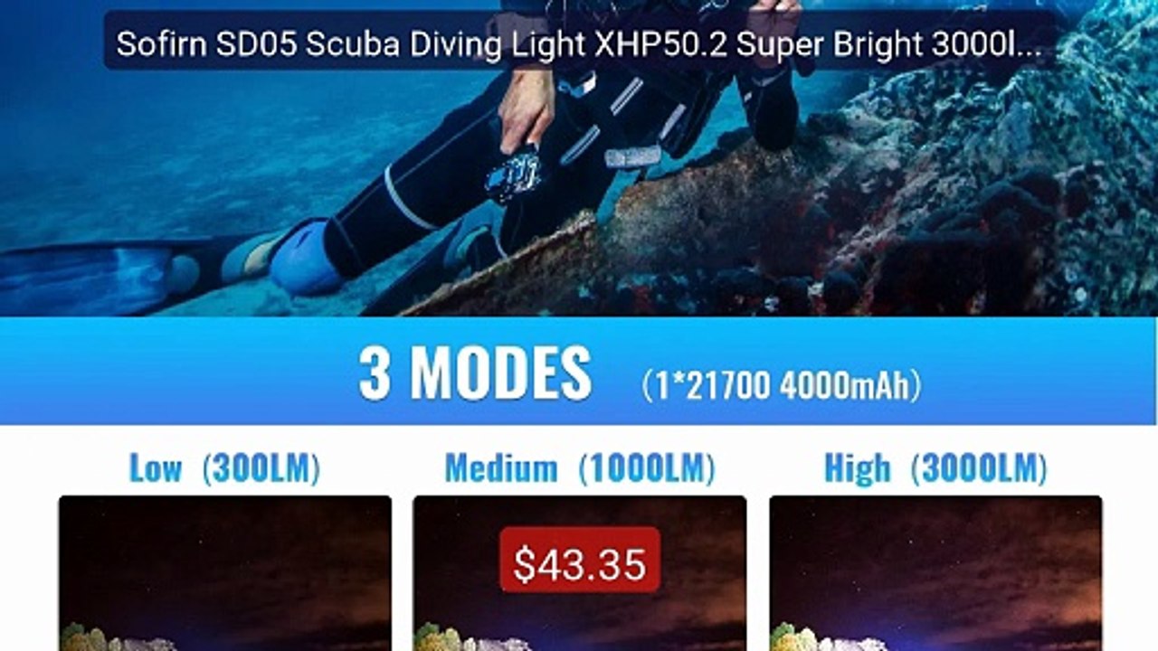 Sofirn SD05 Scuba Diving Light XHP50.2 Super Br...