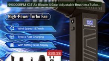 990000RPM X3T Air Blower 4 Gear Adjustable BrushlessTurbo Blo... -- Amazing Value 2026 | Must Have!