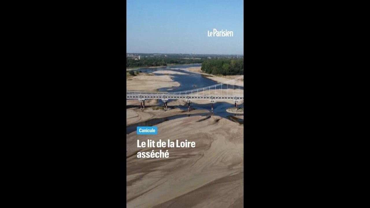 Le lit de la Loire fortement asséché près d'Ancenis