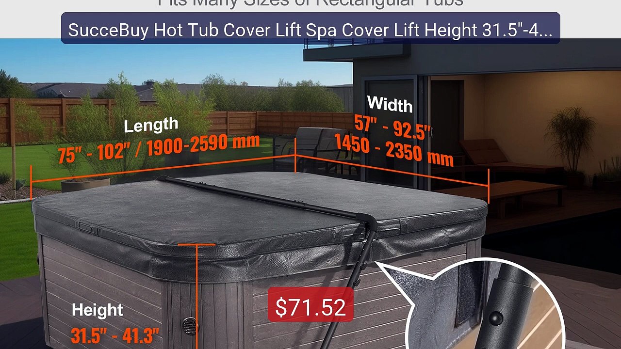 SucceBuy Hot Tub Cover Lift Spa Cover Lift Height 31.5"-41.... -- Top Pick 2026 | Unbeatable Price!