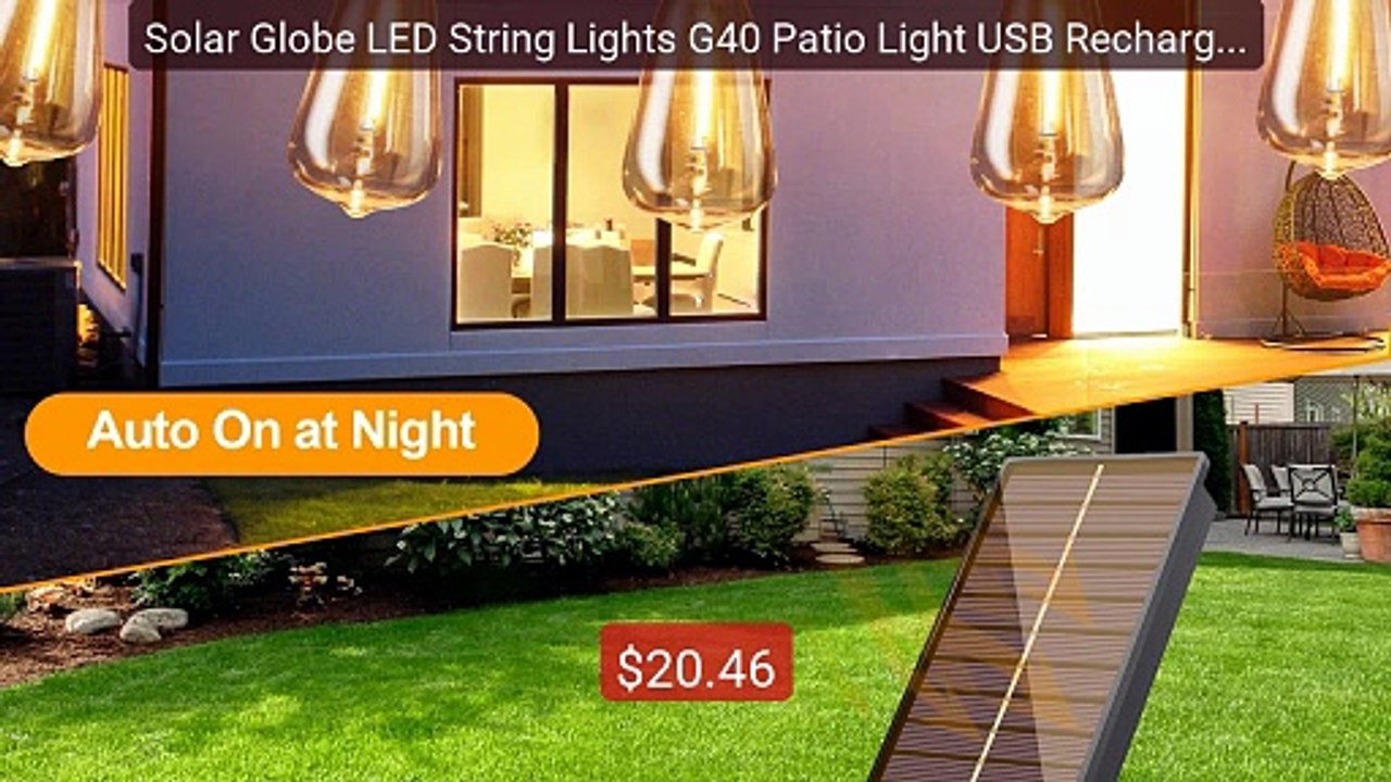 Solar Globe LED String Lights G40 Patio Light USB Recharger 8... -- Amazing Value 2026 | Must Have!