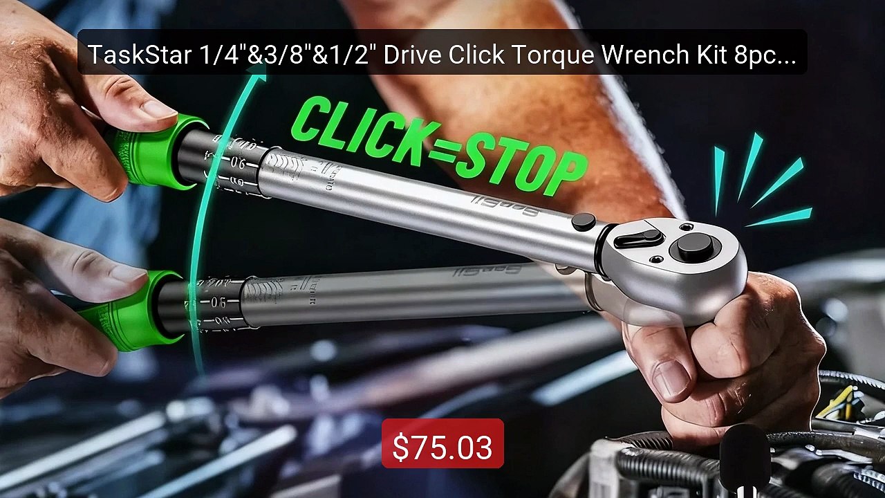 TaskStar 1/4"&3/8"&1/2" Drive Click Torque Wrench Kit 8pcs ±3% Accu... -- Top Rated 2026 | Buy Now!