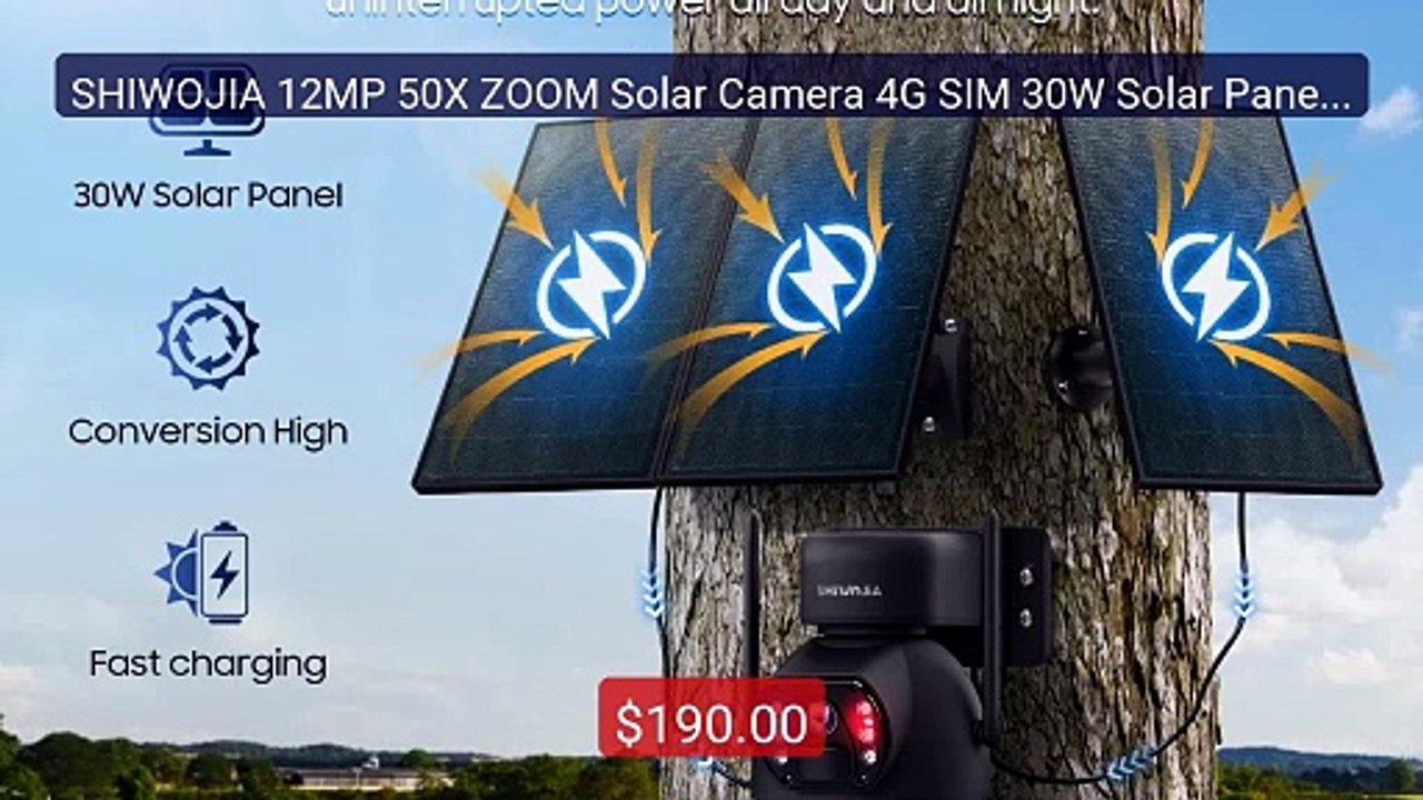 SHIWOJIA 12MP 50X ZOOM Solar Camera 4G SIM 30W Solar Panel 28... -- Amazing Value 2026 | Must Have!