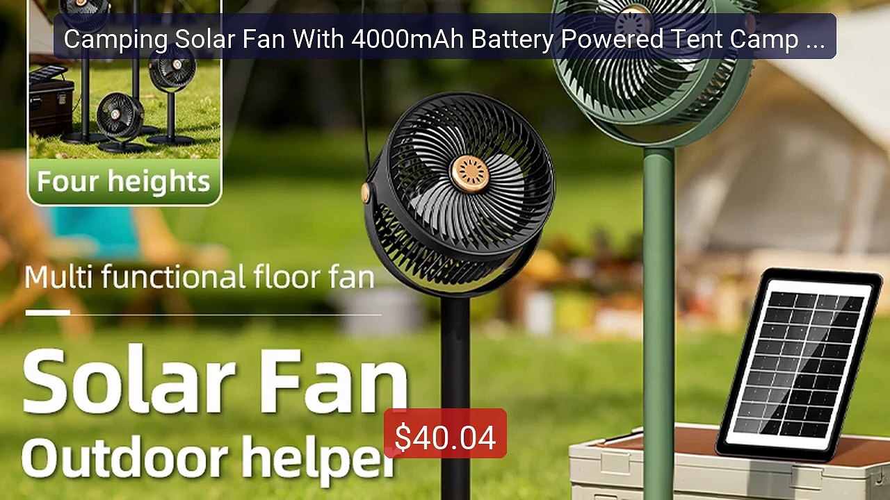 Camping Solar Fan With 4000mAh Battery Powered Tent Camp Fan W... -- Best Buy 2026 | Great Quality!