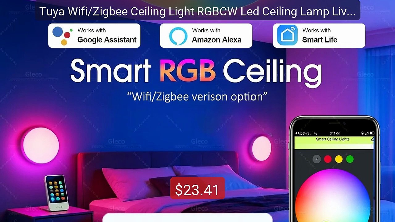 Tuya Wifi/Zigbee Ceiling Light RGBCW Led Ceiling Lamp Livingr... -- Amazing Value 2026 | Must Have!