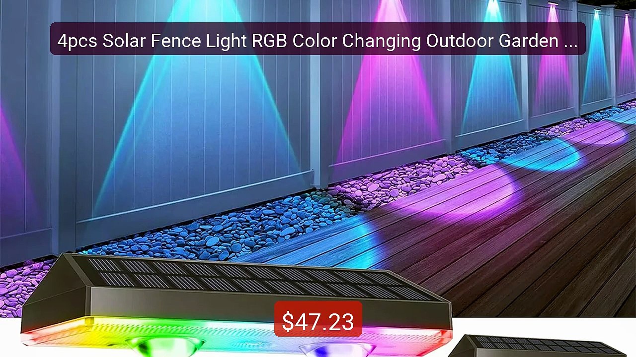 4pcs Solar Fence Light RGB Color Changing Outdoor Garden Yard Decor... -- Top Rated 2026 | Buy Now!