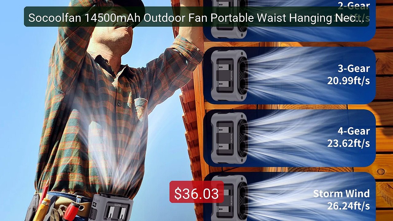 Socoolfan 14500mAh Outdoor Fan Portable Waist Hanging Neck ... -- Top Pick 2026 | Unbeatable Price!