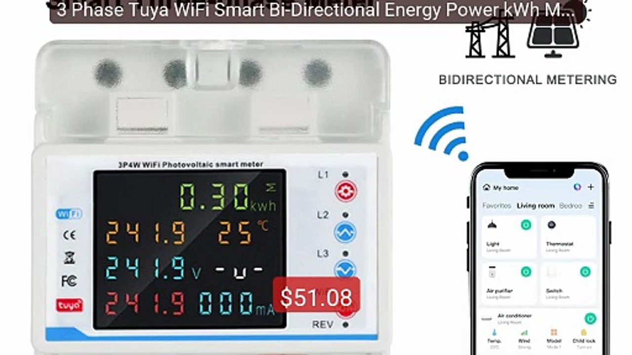 3 Phase Tuya WiFi Smart Bi-Directional Energy P...