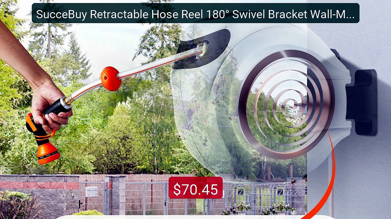SucceBuy Retractable Hose Reel 180° Swivel Bracket Wall-Mounted Gar... -- Top Rated 2026 | Buy Now!