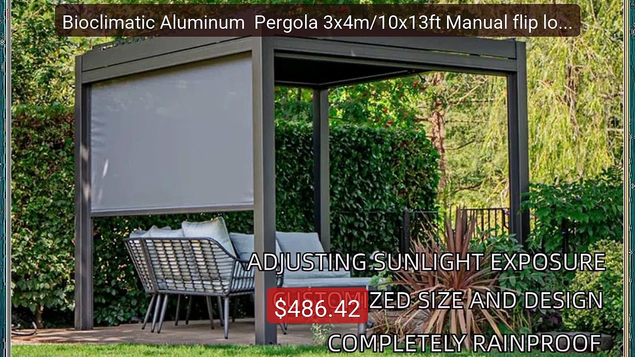 Bioclimatic Aluminum  Pergola 3x4m/10x13ft Manual flip louvere... -- Best Buy 2026 | Great Quality!