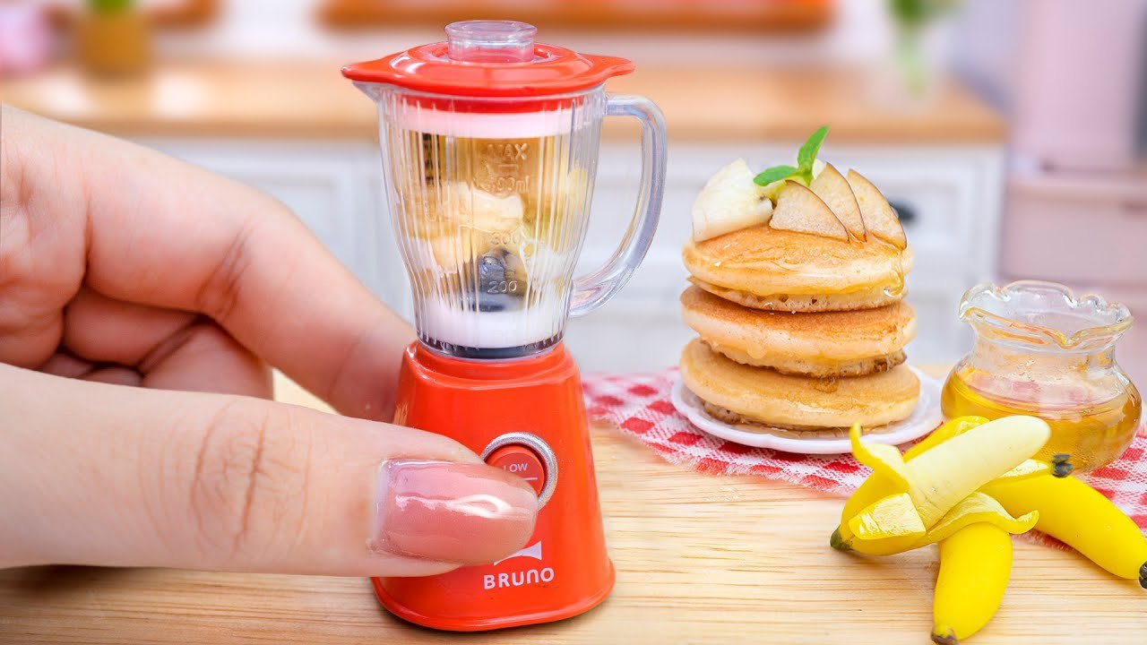 So Tasty Banana Pancakes Recipe and Smoothie at Miniature Kitchen  🥞 ASMR Cooking with Mini Yummy