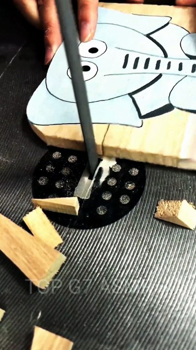 ​Cutting a Cute Elephant Drawing on Wood: Oddly Satisfying ASMR 🐘✨ | Top G7 ASMR