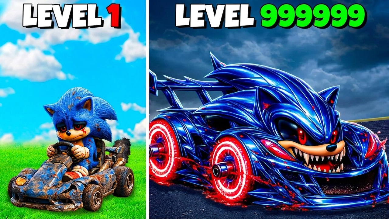 Upgrading the SONIC.EXE Car from Level 1 to 1,000,000 in GTA 5! (Sonic Movie Mod)