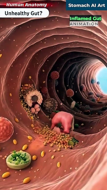 Inflamed Gut Animation _ Gut Health _ Stomach AI Art _ 11(480P)