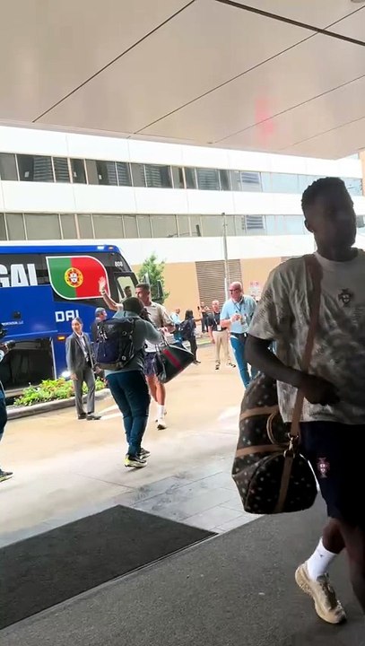 Cristiano Ronaldo waved to fans upon arriving at the Dallas hotel he and Portugal are staying at during their time in Dallas for the World Cup.