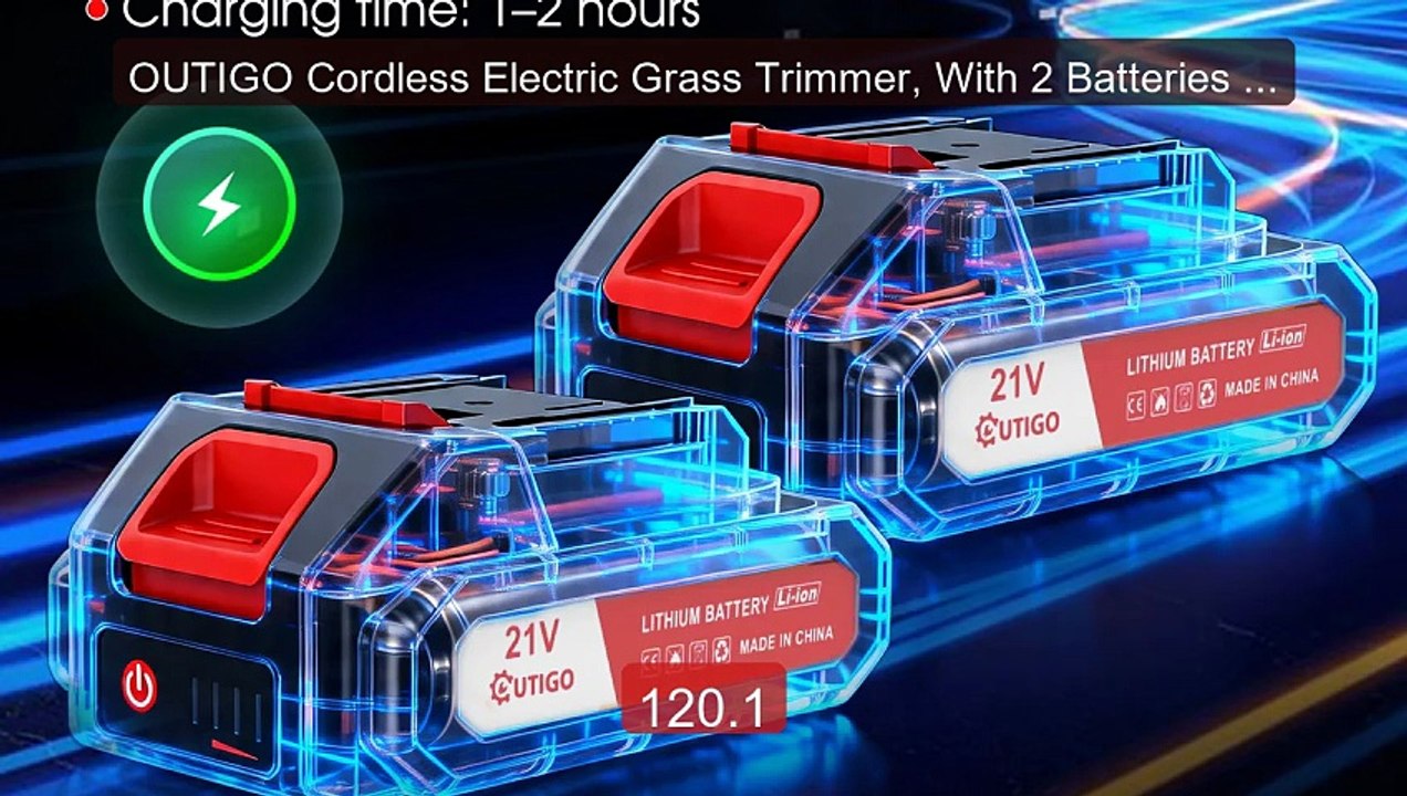 OUTIGO Cordless Electric Grass Trimmer, With 2 Batteries And 4... -- Best Buy 2026 | Great Quality!