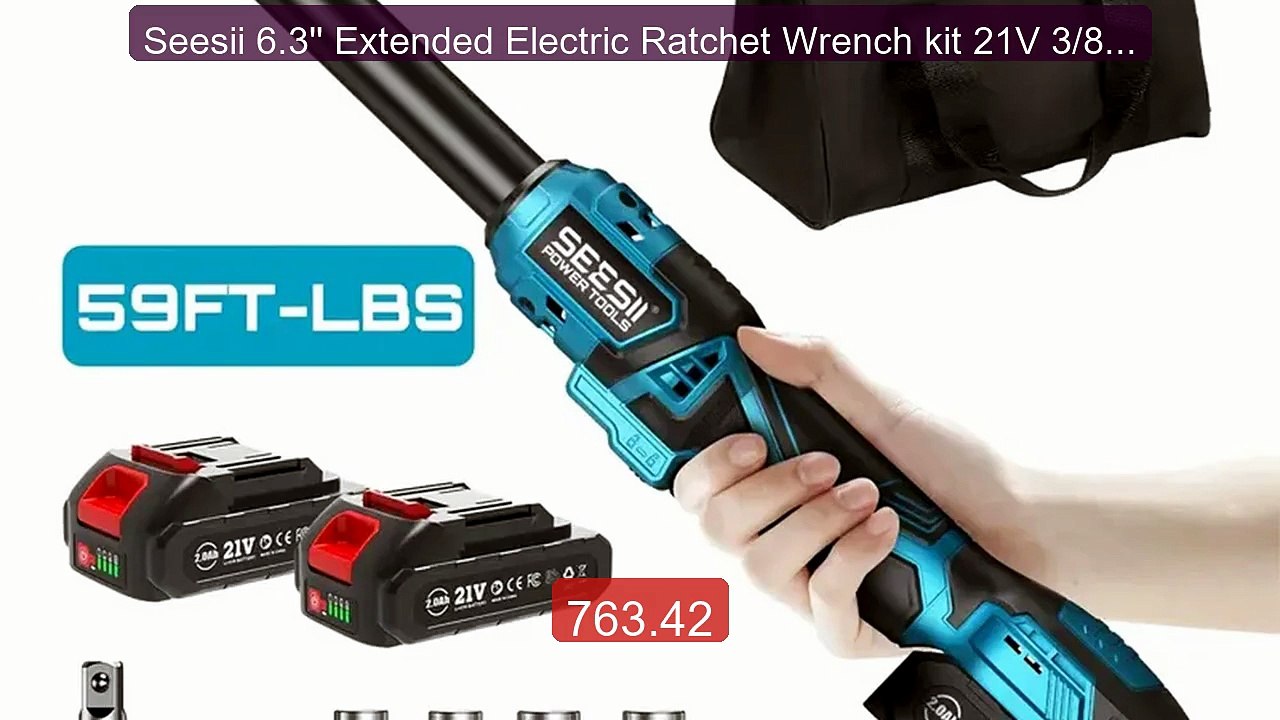 Seesii 6.3'' Extended Electric Ratchet Wrench kit 21V 3/8" Co... -- Amazing Value 2026 | Must Have!