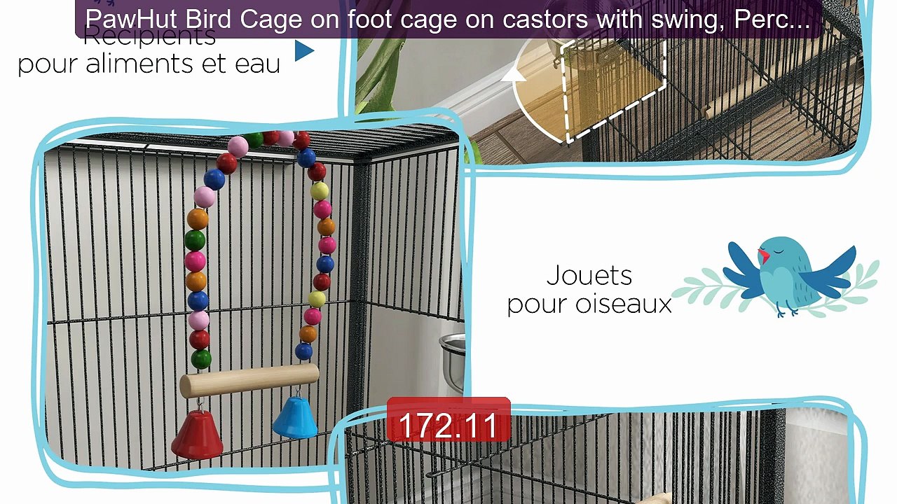 PawHut Bird Cage on foot cage on castors with swing, Perches, Slidi... -- Top Rated 2026 | Buy Now!
