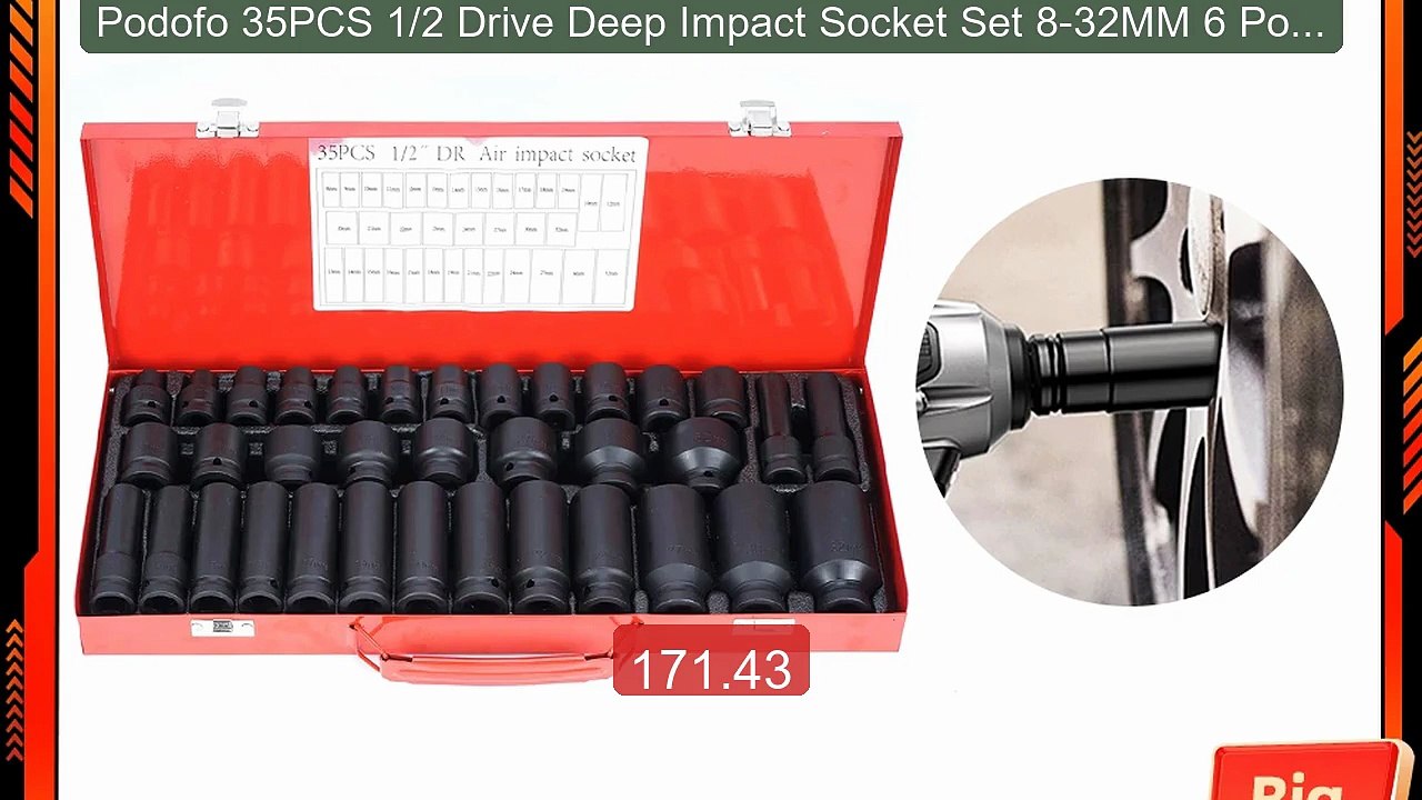 Podofo 35PCS 1/2 Drive Deep Impact Socket Set 8-32MM 6 Point Socke... -- Best Deal 2026 | Shop Now!