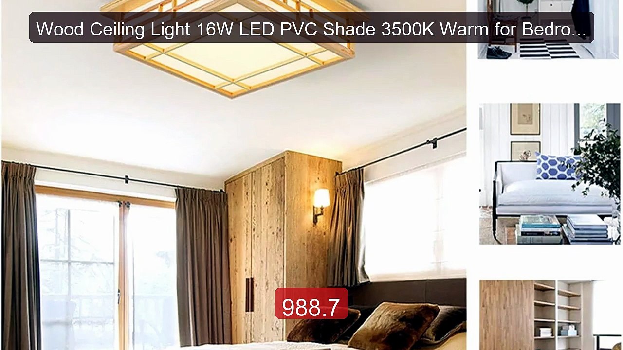 Wood Ceiling Light 16W LED PVC Shade 3500K Warm for Bedroom Kitchen... -- Top Rated 2026 | Buy Now!