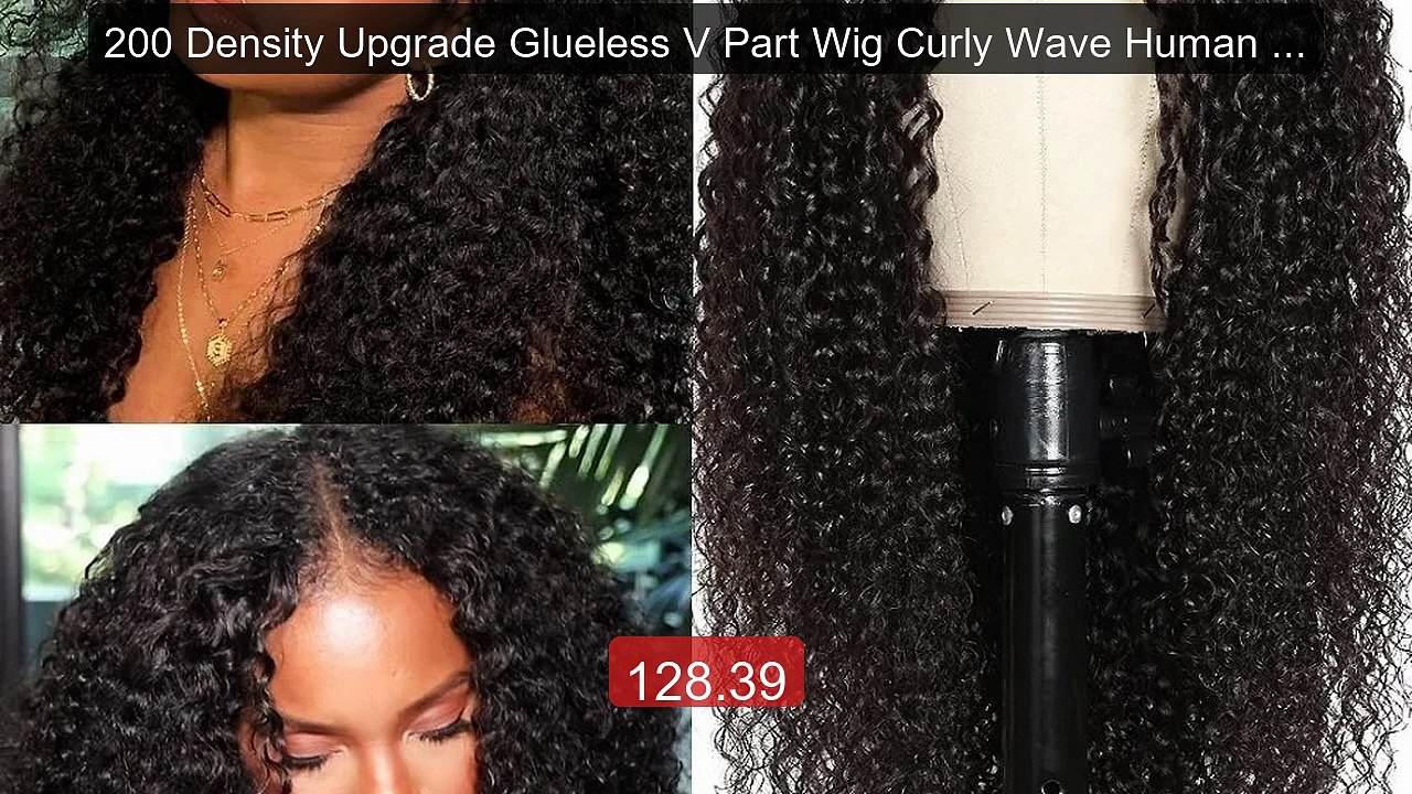 200 Density Upgrade Glueless V Part Wig Curly Wave Human Hair ... -- Hot Deal 2026 | Limited Offer!