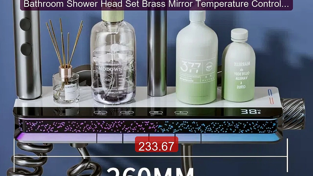 Bathroom Shower Head Set Brass Mirror Temperatu...