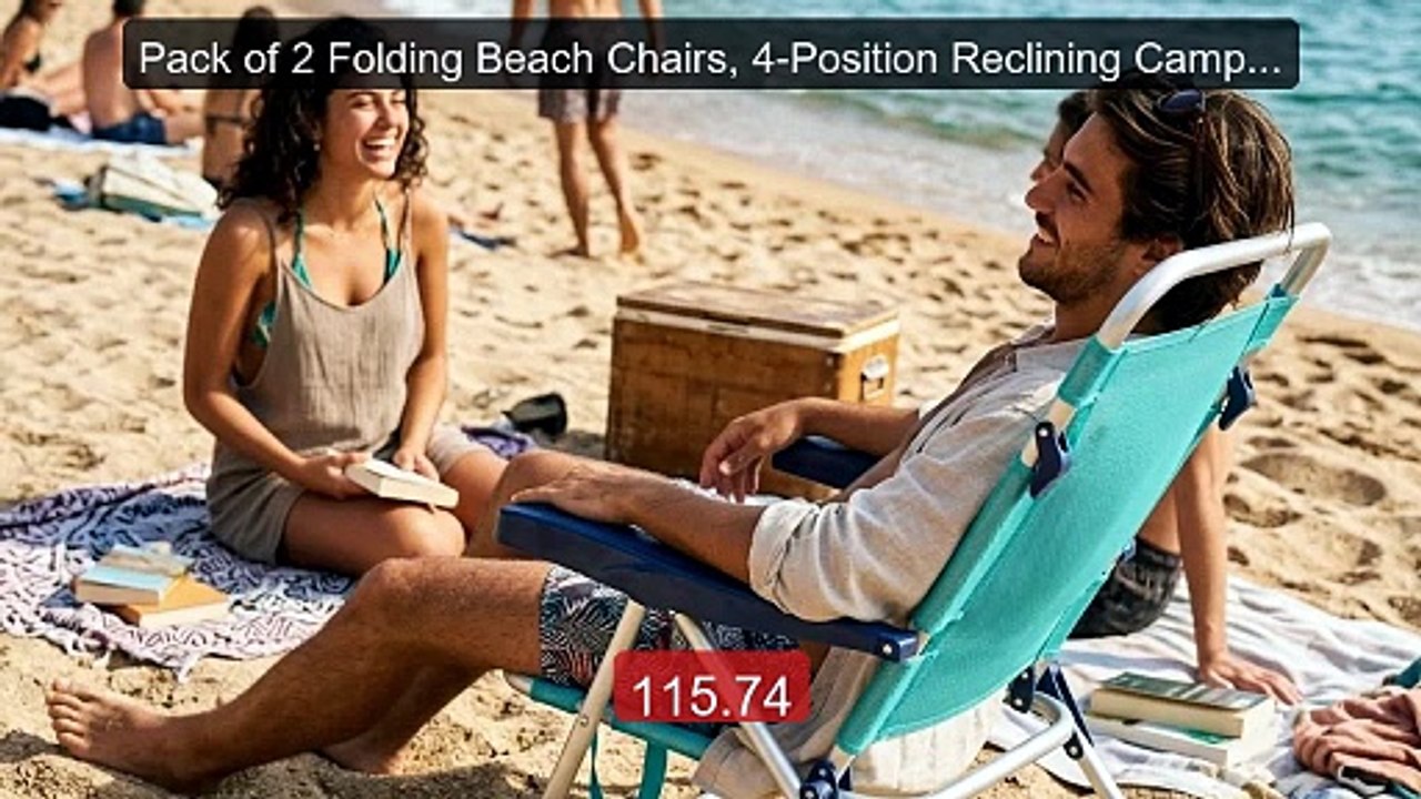 Pack of 2 Folding Beach Chairs, 4-Position Reclining Campin... -- Top Pick 2026 | Unbeatable Price!