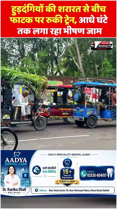कैथल: हुड़दंगियों की शरारत से बीच फाटक पर रुकी ट्रेन, आधे घंटे तक लगा रहा भीषण जाम !  #kaithalnews #KaithalRailwayStation #ChainPulling #TrafficJam #PassengerTrain #KurukshetraToKaithal #viralreel #viralvideoシ #rodaynews