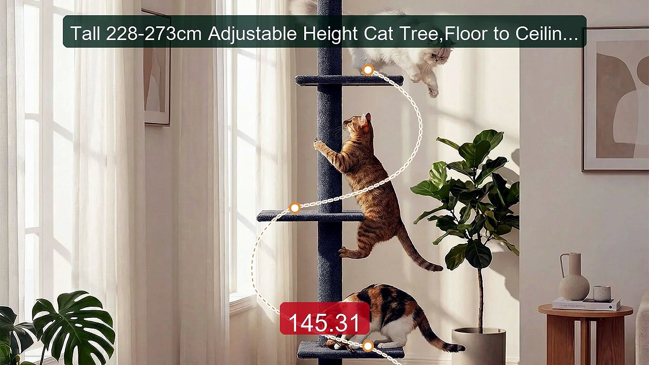 Tall 228-273cm Adjustable Height Cat Tree,Floor to Ceiling Cat... -- Hot Deal 2026 | Limited Offer!