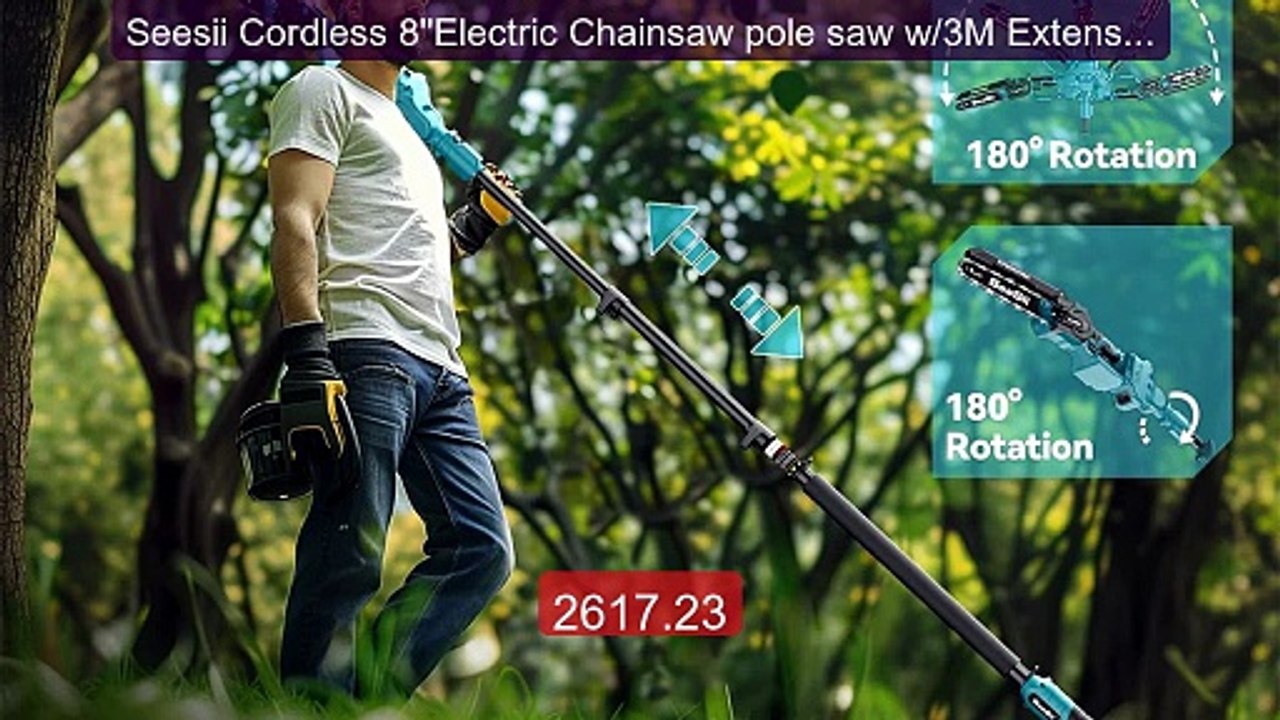 Seesii Cordless 8''Electric Chainsaw pole saw w/3M Extension P... -- Hot Deal 2026 | Limited Offer!