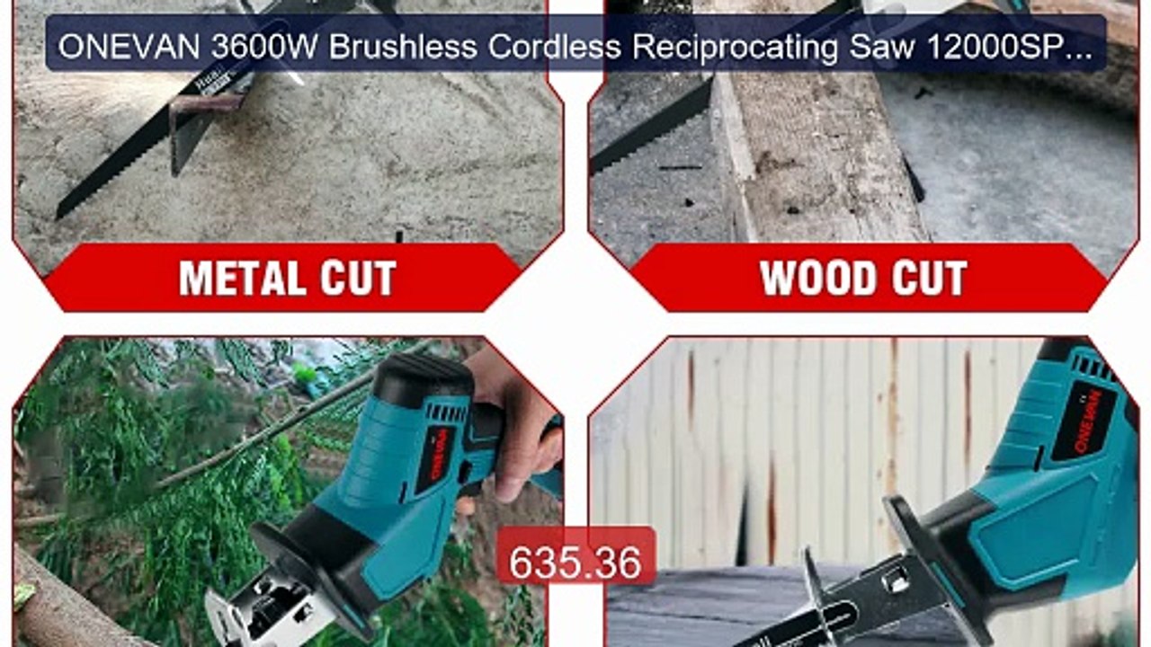 ONEVAN 3600W Brushless Cordless Reciprocating Saw 12000SPM ... -- Top Pick 2026 | Unbeatable Price!