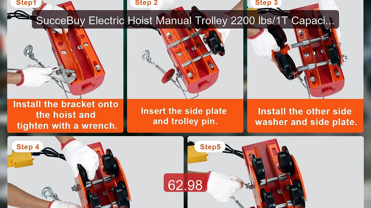 SucceBuy Electric Hoist Manual Trolley 2200 lbs/1T Capacity fo... -- Best Buy 2026 | Great Quality!