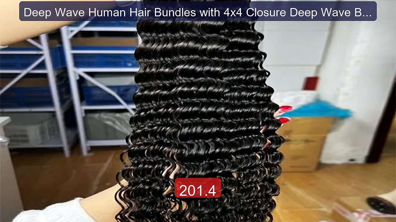 Deep Wave Human Hair Bundles with 4x4 Closure Deep Wave Bundle... -- Best Buy 2026 | Great Quality!