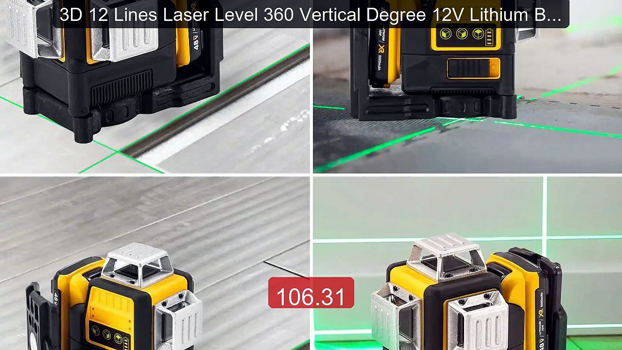 3D 12 Lines Laser Level 360 Vertical Degree 12V Lithium Batter... -- Best Buy 2026 | Great Quality!