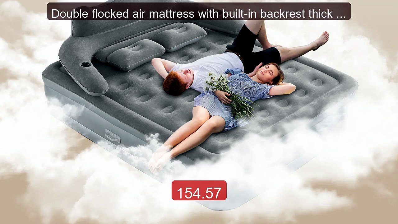 Double flocked air mattress with built-in backrest thick suppo... -- Hot Deal 2026 | Limited Offer!