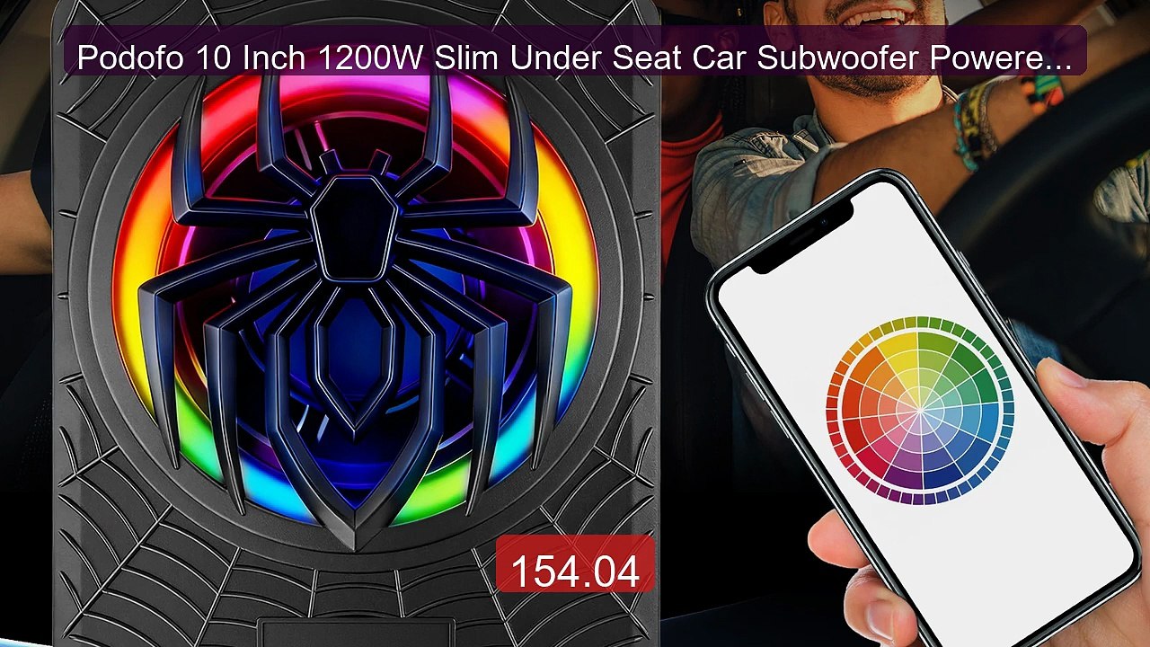 Podofo 10 Inch 1200W Slim Under Seat Car Subwoofer Powered Bui... -- Best Buy 2026 | Great Quality!