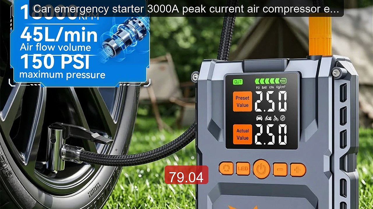 Car emergency starter 3000A peak current air compressor equip... -- Amazing Value 2026 | Must Have!