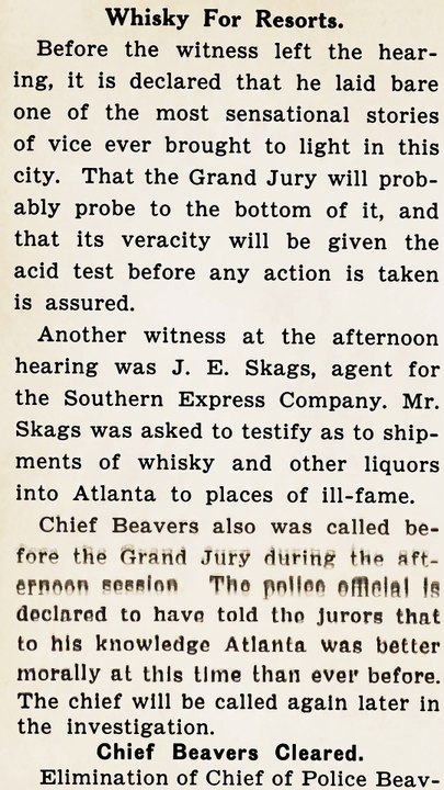 June 04, 1913, Fain Named in Vice Quiz as Resort Visitor The Atlanta Georgian