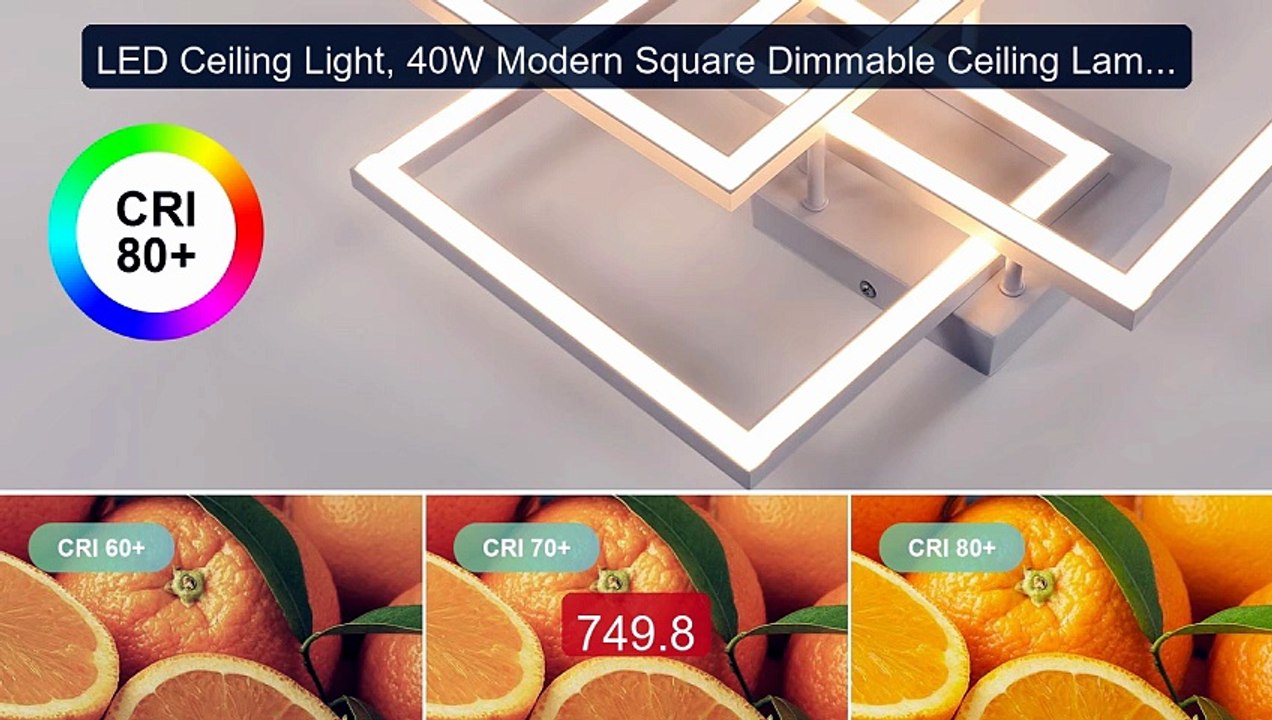 LED Ceiling Light, 40W Modern Square Dimmable Ceiling Lamp wit... -- Best Buy 2026 | Great Quality!