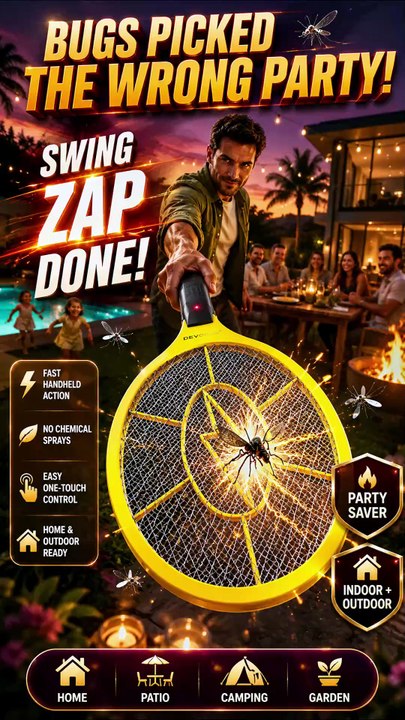 DEVOGUE Electric Fly Swatter Bug Zapper Racket | Handheld Mosquito & Insect Killer for Home & Outdoor