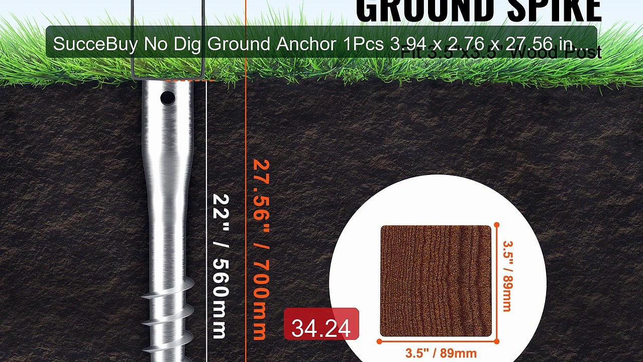 SucceBuy No Dig Ground Anchor 1Pcs 3.94 x 2.76 x 27.56 in DIY Screw... -- Top Rated 2026 | Buy Now!