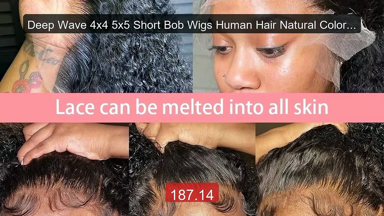 Deep Wave 4x4 5x5 Short Bob Wigs Human Hair Natural Color Braz... -- Hot Deal 2026 | Limited Offer!