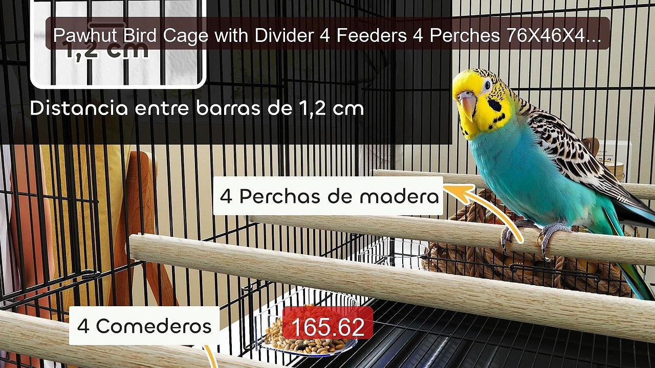Pawhut Bird Cage with Divider 4 Feeders 4 Perches 76X46X46 cm Black -- Top Rated 2026 | Buy Now!