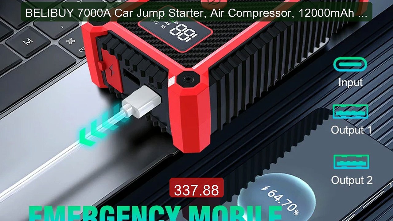 BELIBUY 7000A Car Jump Starter, Air Compressor, 12000mAh Battery wi... -- Top Rated 2026 | Buy Now!