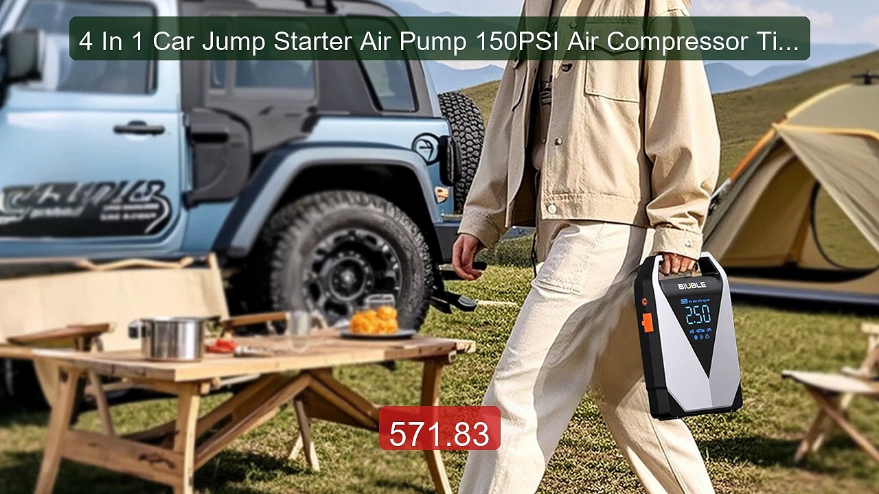 4 In 1 Car Jump Starter Air Pump 150PSI Air Compressor Tire Pu... -- Hot Deal 2026 | Limited Offer!