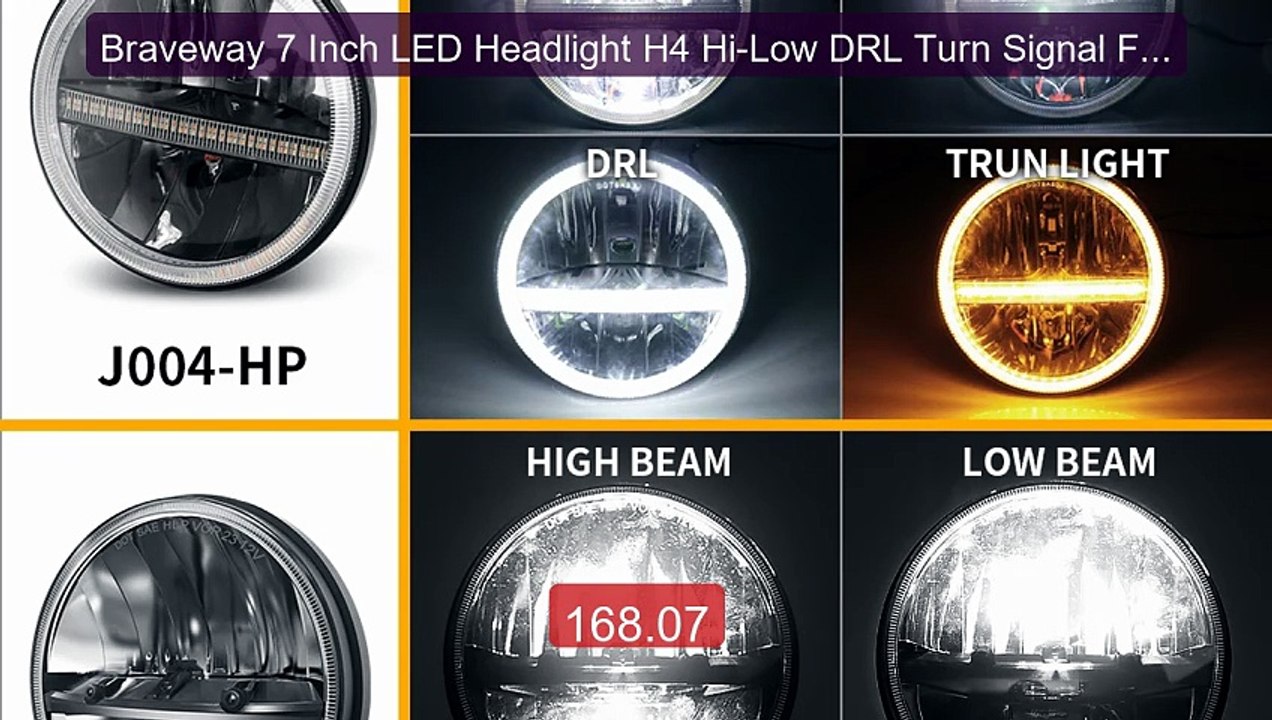 Braveway 7 Inch LED Headlight H4 Hi-Low DRL Turn Signal For 4x4 Jee... -- Top Rated 2026 | Buy Now!