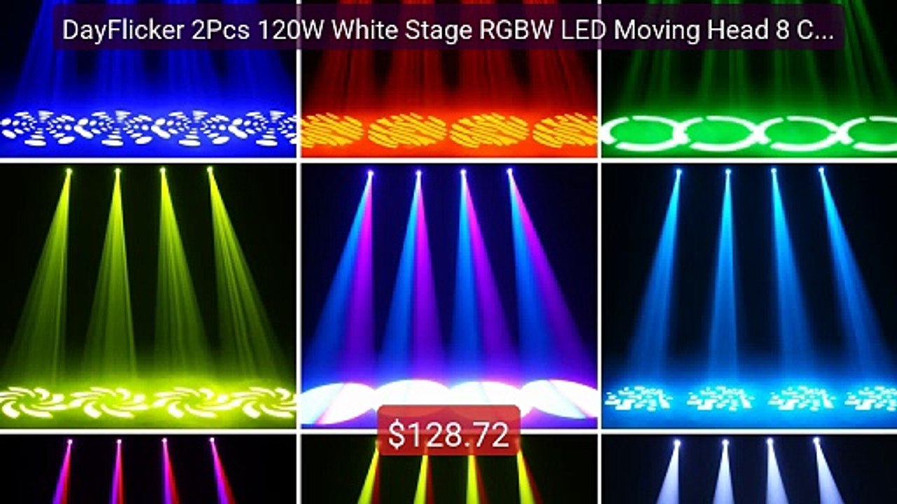 DayFlicker 2Pcs 120W White Stage RGBW LED Moving Head 8 Colors... -- Best Buy 2026 | Great Quality!
