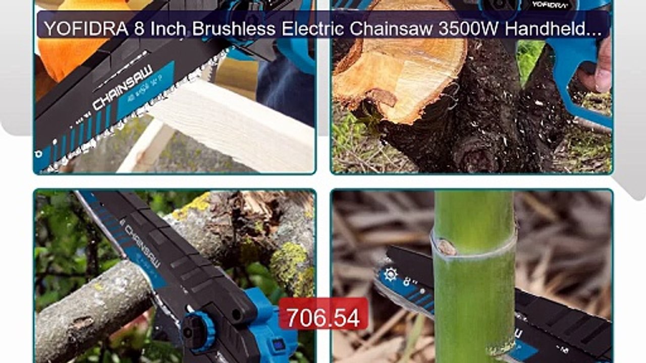 YOFIDRA 8 Inch Brushless Electric Chainsaw 3500W Handheld Wood... -- Best Buy 2026 | Great Quality!