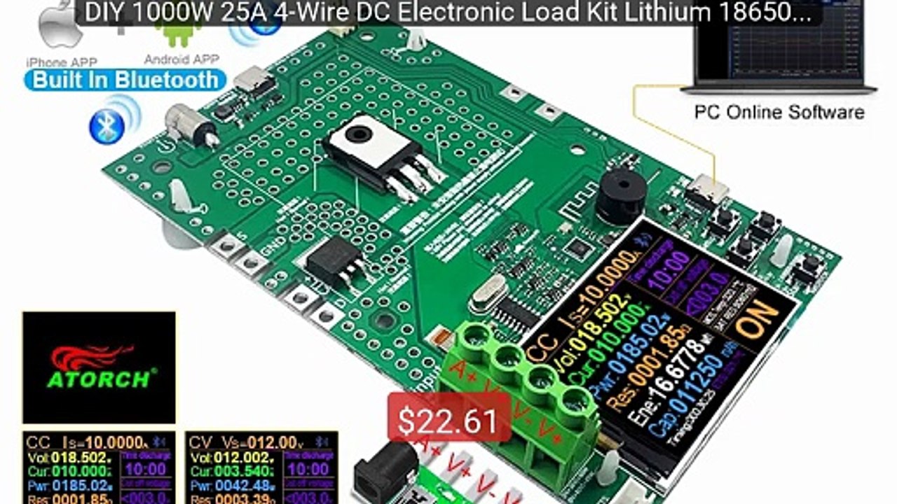 DIY 1000W 25A 4-Wire DC Electronic Load Kit Lithium 18650 Batt... -- Best Buy 2026 | Great Quality!